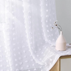 Guken Linen Curtains for Bedroom 84 inches Long 2 Panels Set, Farmhouse Nursery Room Darkening Curtains for Living Room, Grommet Top Window Drapes